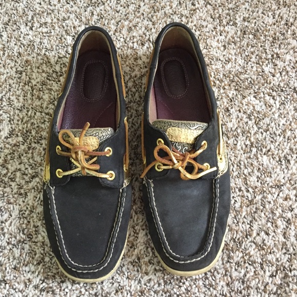 black and gold sperrys